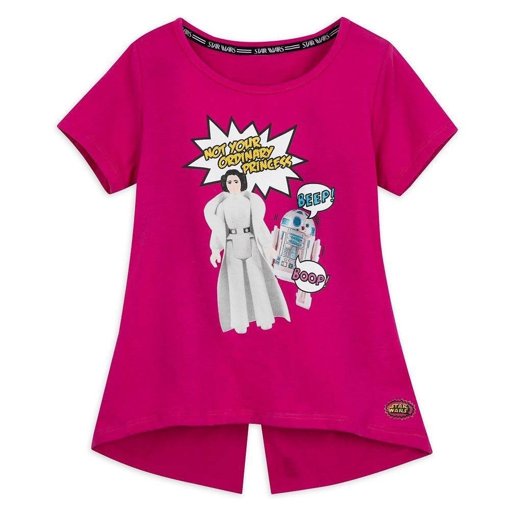 Disney Star Wars Girls Pink Princess Leia & R2-D2 Graphic T-Shirt Size 5 Small
